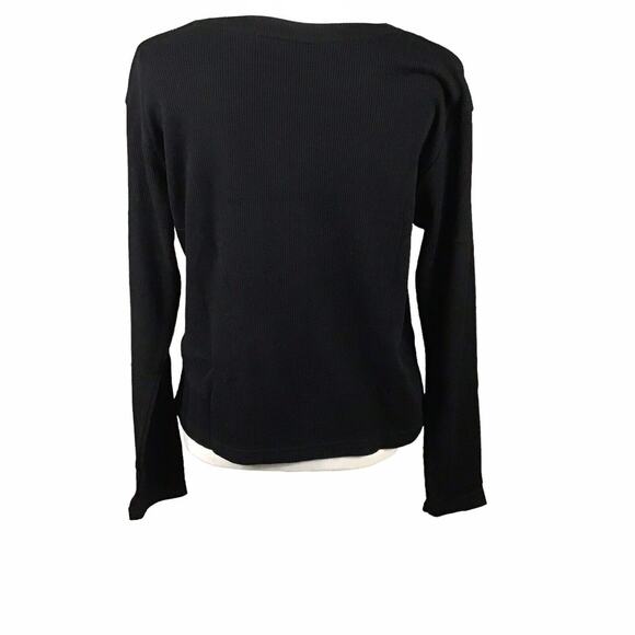 RDI Women’s Large Black Waffle Knit Thermal Crewneck Pullover - Picture 12 of 16